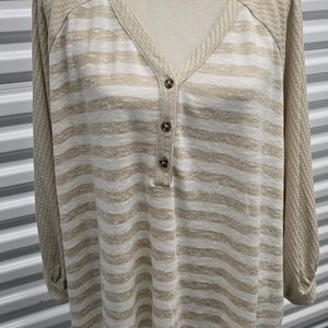 Cato Textured Beige and Cream Top